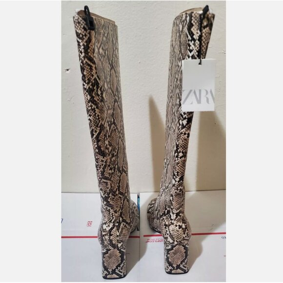 ZARA Snake Print KNEE HIGH BOOTS (Size US 8) - Picture 6 of 6
